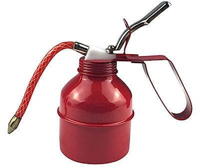 Cabilock 500ccl Engine Oil Pot Iron Manual Oil Filling Tool Soft Tube Dark Red 18.2x18.2x16.7cm Copper Aluminum Core