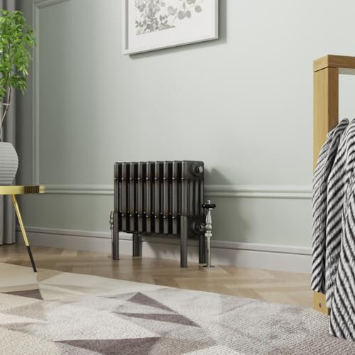 NRG Traditional Horizontal Cast Iron Style Radiator Raw Metal 4 Column 300 x 425mm Central Heating Bathroom Designer Radiators Rad