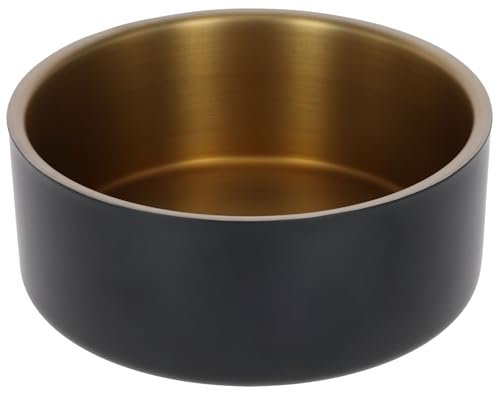 Kerbl Pet Edelstahlnapf Golden, 1800 ml, schwarz/Gold, 8,2 cm, Ø20,5 cm, Hundenapf, Katzenschüssel, Fressnapf, Edelstahl, Hunde, Katzen