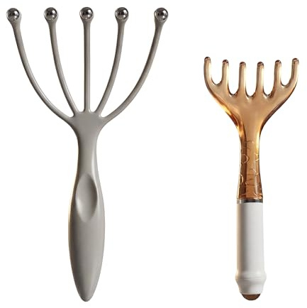 Inoostar Scalp Massager & Gua Sha Tool Set - Manual Head Massager, Massage Comb for Relaxation & Stress Relief (Grey & Brown)