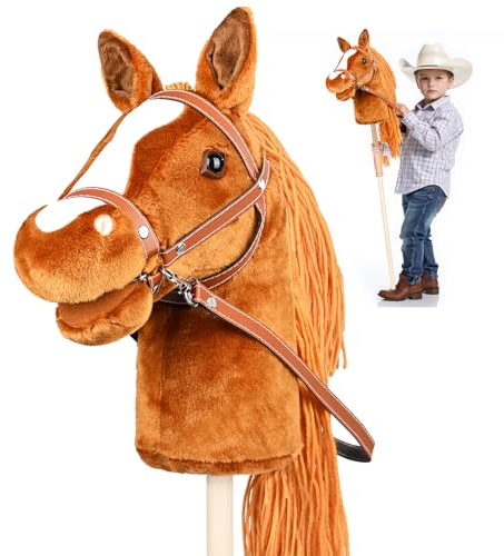 Diealles Shine Hobby Horse, Steckenpferd Kinder mit Halfter und Trense, Holz Hobby Horsing Pferd für Kinder Rollenspiel