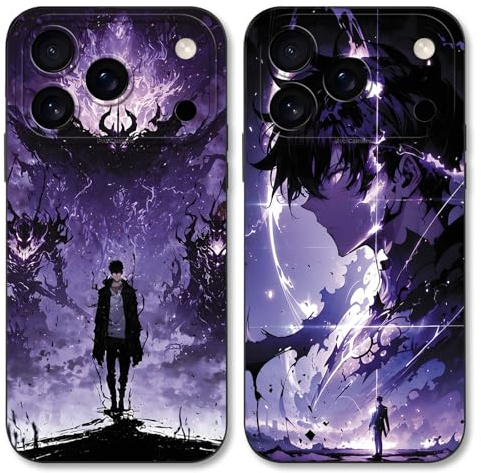 TBNMBGY 2 Stück Schwarz Cartoon Handyhülle für iPhone 17 Pro 6,3 Hülle, Anime Motiv Heißblütiger Manga Muster Silikon TPU Case Fallschutz Kratzfest Stoßfest Jungs Schutzhülle, Muster