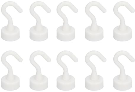 Nikou Magnethaken aus Kunststoff, 10 Stück Magnetische Haken, Mini Weiß Kleiderhaken Haken Halter für Küche Badezimmer Schlafzimmer Schlüsselhalter