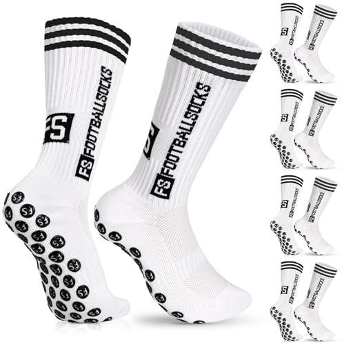 JUNEBRUSHS 6 Paar Fußball Sockens, Fussball Socken Grip Rutschfeste Stopper für Männer Frau Bsewegung Zubehör Fußball Sachen
