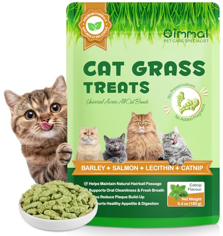 Friandises à l'herbe à Chat et à la Cataire 180g- Aide Contre Les Boules de Poils & Soin Dentaire, Fibres Naturelles pour la Digestion, Nettoyage Dentaire par Croquant, sans Additifs Artificiels