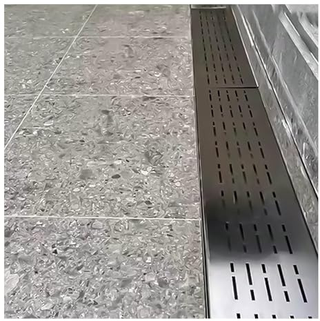ZHENGQIAN Entwässerungsrinne Schmaler,entwässerungsrinne mit gitterrost regenrinne befahrbar,Schwerlast Edelstahl Graben Entwässerungsrinne mit Rost,Einfache Installation(H4*W4CM/H1.57*W1.57IN)