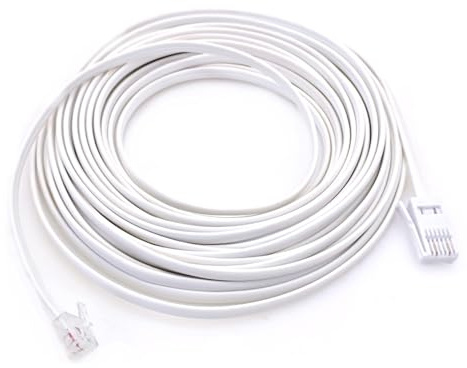 JZK 10M BT to RJ11 cable, BT phone line plug to RJ11 male broadband 6P2C telephone extension cord, for UK home landline phone cord, ADSL broadband, router, office fax modem