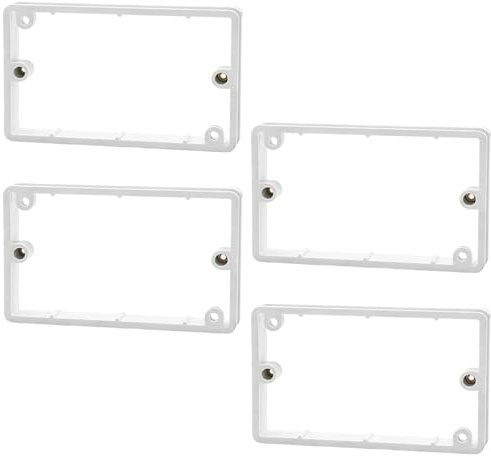 4PCS Double Socket Spacer, White Socket Spacer, Double Socket Surround,Easy to Install, Light Switch Spacer for Extender for Tiled or Panelled Walls
