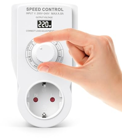 8A Drehzahlregler 230V Motor, Drehzahlregler 230V, Motor Geschwindigkeitsregler mit Bildschirm,1600W(ohmsche Last),500W (induktive Last) für Winkelschleifer/Gebläse/Abluftventilator