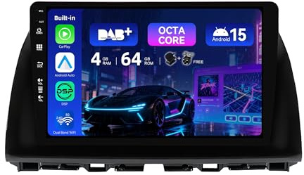 MSD [Eingebaut DAB+ ] - Android 15 Autoradio für Mazda CX-5 (2013-2016) GPS Navi Radio | CarPlay Android Auto Lenkradsteuerung Dual-Band WiFi DSP | 4G+64G Octa-Core 2 Din 10.1 Zoll | Kamera MIC