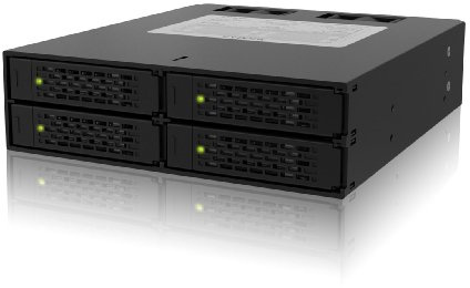 ICY DOCK Wechselrahmen für 4X 2,5 Zoll (6,4cm) SATA/SAS SSD/HDD in 1x 5,25 Zoll (13,3cm) - Vollmetall ToughArmor MB994SP-4S