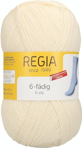 REGIA 6-fädig Uni 9801275-01992 natur Handstrickgarn, Sockengarn, 150g Knäuel