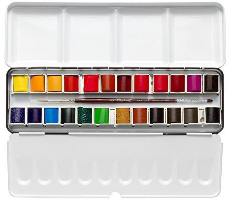 Sennelier Aquarelle Étain Métallique of 24 demi pans Classic Set