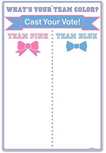 Beistle 54116 Gender Reveal Team Voting Paper Tally Board Game Poster Babyparty-Dekoration, Rosa/Blau/Weiß