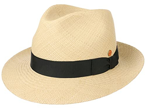 Mayser Albenga Panama Bogarthut Panamahut Strohhut Sommerhut Sonnenhut Herren - Made in The EU mit Ripsband, Ripsband Frühling-Sommer Sommer - 58 cm Natur