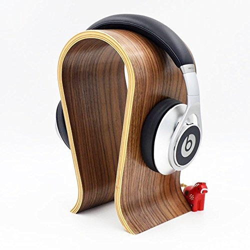 Wooden Walnut Wood Omega Headphone Stand, Gaming Headset Display, Headphone Holder Hanger (Walnut Wood)