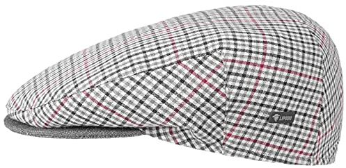 Lipodo Inglese Bic Flatcap - Flat Cap Herren - Herrencap Made in Italy - Schiebermütze mit Innenfutter - Schirmmütze Frühjahr/Sommer - Sommercap grau-schwarz 56 cm