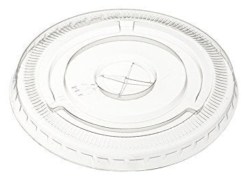 Thali Outlet® - 100 x 12oz Clear Flat Lids For Plastic Smoothie Milkshake Cups