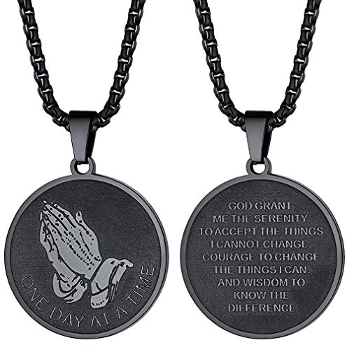 FaithHeart Circular Medal Praying Hand Halskette Eleganter Charme für Frauen/Männer …