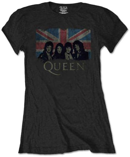 Band Monkey Queen Ladies T-Shirt Union Jack Vintage (Retail Pack)