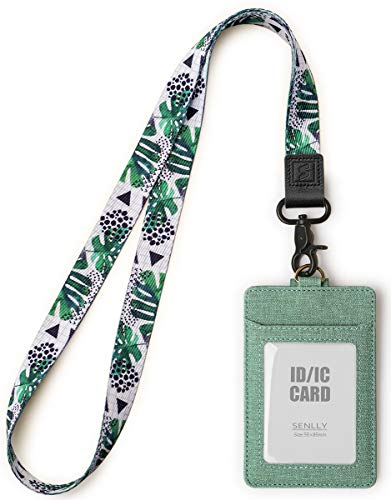 SENLLY Ausweishalter mit Süß Schlüsselband, Vertikale Ausweishülle, ID Kartenhalter Card Badge Holder mit Doppelseitige Kartenfächer