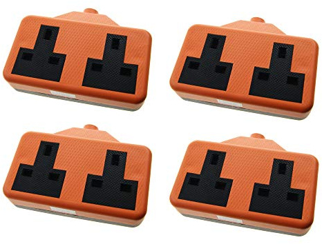 Ex-Pro 2 Gang High Impact Trailing Extension Socket, without Plug and Cable, 13A, Orange - 4 Pack