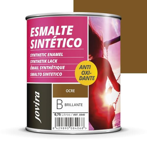 JOVIRA PINTURAS Esmalte Sintético Antioxidante. Esmalte directo sobre oxido. Para la protección y decoración de superficies de madera, hierro y acero. Brillante (750 Mililitros, Ocre)