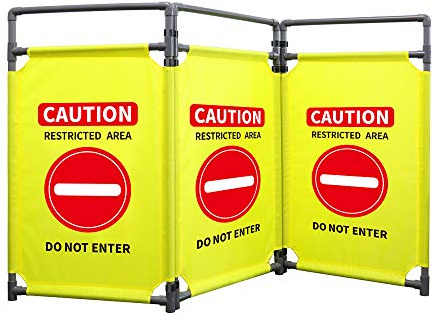 RELIANCER 3-Panel Safety Barricade,5.8FT Foldable Security Sign Barrier Gate,Safety Warning Barricade Fence,Traffic Barricades,Outdoor Crowd Control Barriers,Hazardous Area Driveway Isolation Gate