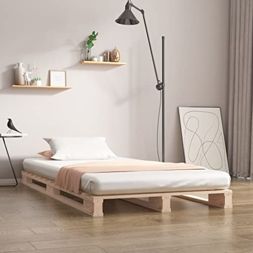 NIVVHOH Palettenbett, Betten Lattenrost Bettgestell Bett Geeignet für Wohnheim Hotel Privatzimmer Schlafzimmer 75x190 cm Massivholz Kiefer