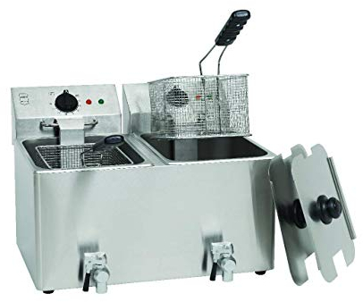 Freidora eléctrica profesional, METRO PROFESSIONAL, con grifo para drenaje del aceite. Calentamiento rápido, rendimiento eficiente y limpieza fácil. (2 x 8 L)
