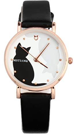 VILLCASE Cartoon Katzen Armbanduhr Für Mädchen Quarz-Uhr Mit Verstellbarem Kunstlederband Niedliches Design Und Präzise Zeitmessung Für