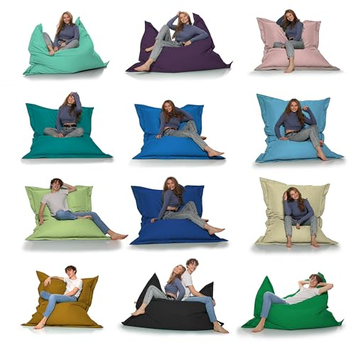 HomeIdeal - Sitzsack 2-in-1 Funktionen Riesensitzsack für Erwachsene & Kinder - Gaming & Entspannen - Indoor & Outdoor da er Wasserfest ist - mit EPS Perlen, Farbe:Blau, Größe:100x145 cm