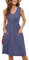 MOLERANI Kleid für Damen, lässig, Sommer, ärmellos, Knopfleiste, Empire-Taille, Midi-Kleider (Lila Grau, M)