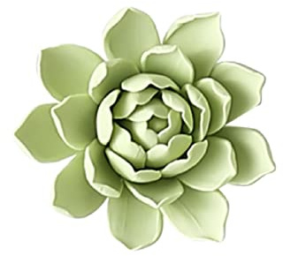 TURSGYZ Handcrafted Ceramic Green Peony Flower succulents Wall Decor Artificial Sculpture 3D Wall Hanging Ornament Arts Wedding Gift 8cm
