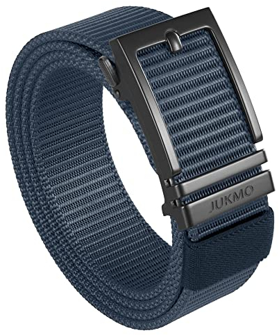 JUKMO Automatik Gürtel Herren, Nylon Taktischer Ratsche Gürtel (Blau, M-für Taille 96cm-105cm (Länge 125cm))