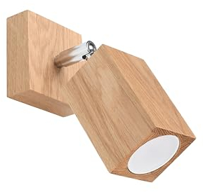 SOLLUX lighting Keke LED Wandleuchte aus Holz 1 Flamme - Wohnzimmer Lampe Schlafzimmer Leuchte Esszimmer - Lampe für Flur aus Eichenholz 8 x 19 x 17 cm