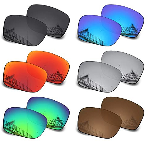 Well-aimed Verres de rechange compatibles avec lunettes de soleil Oakley Jupiter Squared OO9135 – Value Pack 601, Noir + iridium bleu + iridium rouge + iridium argenté + iridium vert + marron, taille