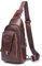 BULLCAPTAIN Leder-Schultertasche für Herren, mehrere Taschen, Umhängetasche, Brusttasche, Reisen, lässiger Schulterrucksack, Braun, Casual