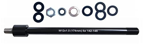 ODIER 12MM Thru Axle Adapter for Bike Trailer Hitch 1.0 1.5 1.75 TP Compatible with 142-148 Hub Size Different Shalft Length for Choose (M12x 1.0 - 174mm (142-148))