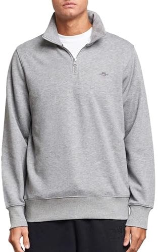 Gant Herren Reg Shield Half Zip Sweatshirt, Grey Melange, 4XL EU