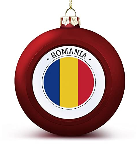 Funlucy Rumänien-Weihnachtskugel, Nationenflagge, Rumänien-Kugel-Ornamente, hängendes Andenken für Weihnachten, Jahrestag, Urlaub, Geburtstag