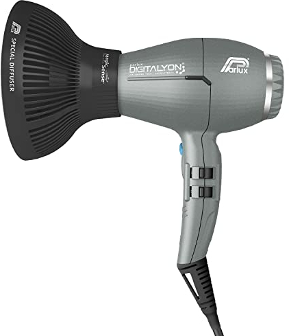Parlux Digitalyon Pack mit MagicSense-Diffusor, professioneller digitaler Haartrockner mit negativen Ionen, sehr leicht und leistungsstark, hergestellt in Italien (Glitzergrau)