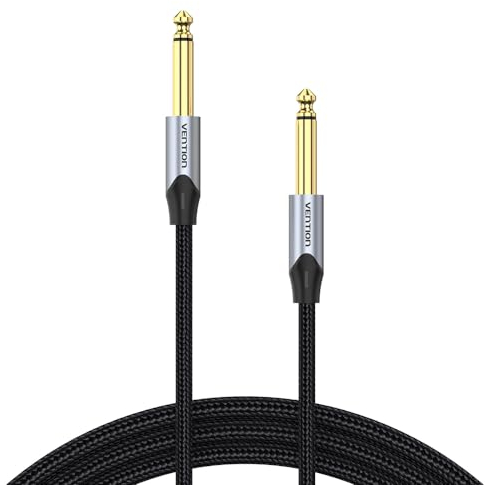 VENTION Cable de guitarra de 6,35 mm para instrumentos, clavija de 1/4 pulgadas, cable TS de 6,35 mm a conector jack de 6,35 mm para altavoces, amplificador, bajo, mezclador – 3 m