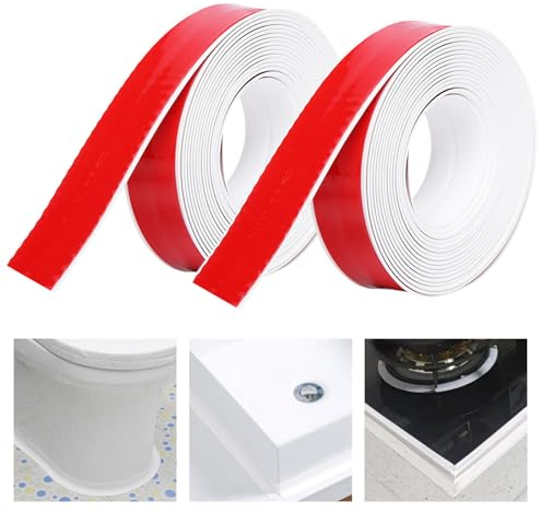 2 Rotoli Nastro Sigillante Impermeabile Autoadesivo, Striscia di Tenuta per Bordo Vasca da Bagno, Perdite Resistenze Nastro Impermeabile Cucina e Bagno (Bianco 22 mm x 4 m)