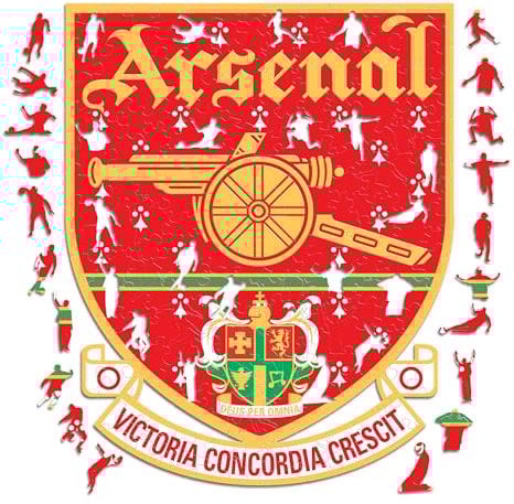Iconic Puzzles, 100% eco-sustainable wooden puzzle with official license - Arsenal Retro Logo, size S, 150 pieces