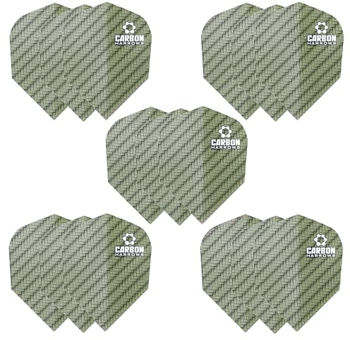 Harrows Carbon Dart Flights | 5 x Sets Darts Flights (15 Flights insgesamt) I 100 Mikron Dart Flights I Premium Extra Strong Made in UK I Professionelles Dartzubehör I Grüne Dart-Flights