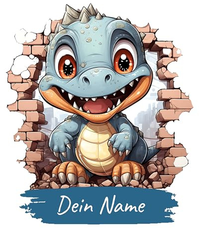 GRAZDesign Personalisiertes Wandtattoo Dino mit Namen für Kinderzimmer Junge - Wandaufkleber über Bett & Sofa - 58x50cm