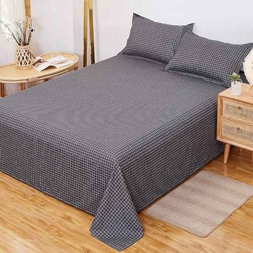 Bettlaken Aus Einzelstück, Polyester, Für Einzelbett, Doppelbett, Gebürstet, Sommerlaken-Schwarzes Gitter-0,9 M Für Bett 120X200 cm