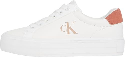 Calvin Klein Damen Vulcanized Sneaker Bold Low Top, Mehrfarbig (Bright White/Tuscany), 39
