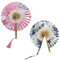 SWoob 2pcs Fans Handheld Folding Fans Japanese Retro Windmill Fans Round Bamboo Silk Fan Decor for Dancing Gifts Wedding Gifts Home Decoration